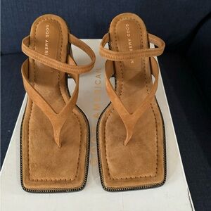 NEW IN BOX, Good American Block Heel Sandal, color Amber. Style: GA106S-X